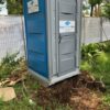 portable chemical toilet for hire in garden