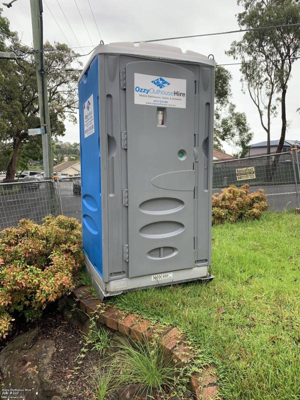 Portable chemical toilet rental in Sydney garden